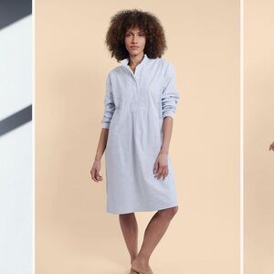 The Sleep Shirt SHORT SLEEP SHIRT BLUE OXFORD STRIPE PETITE